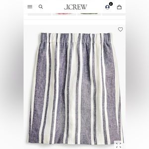 J. Crew Striped Linen Skirt Beauchamp Linen